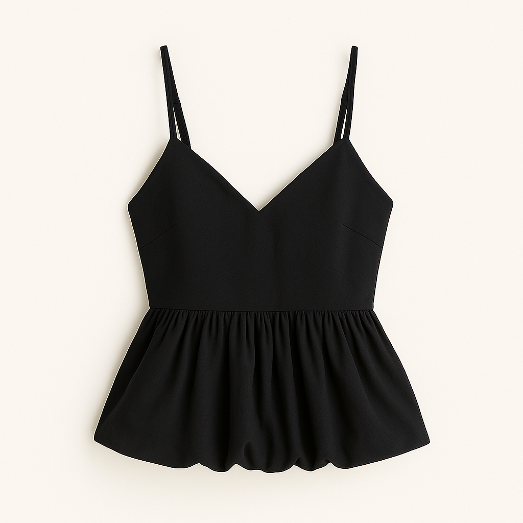 Top à bretelles effet bouffant noir