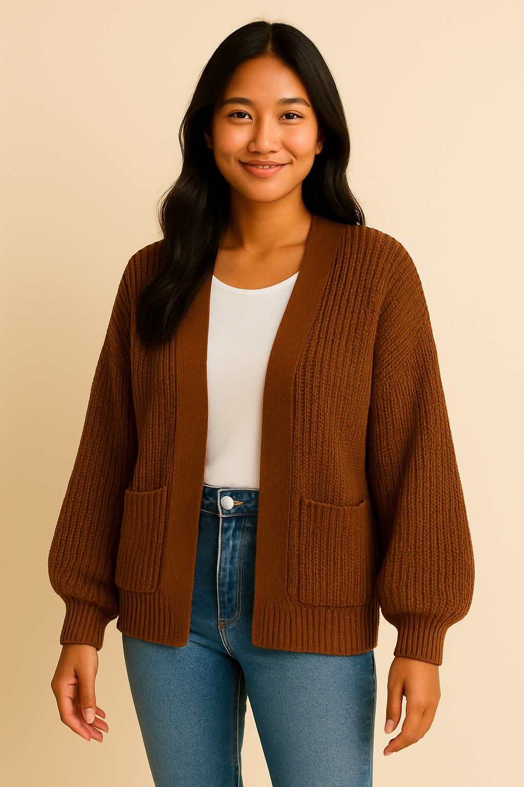 Gilet oversize marron