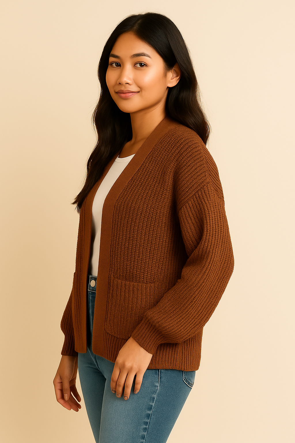 Gilet oversize marron