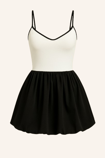 Robe bouffante Blanc/Noir